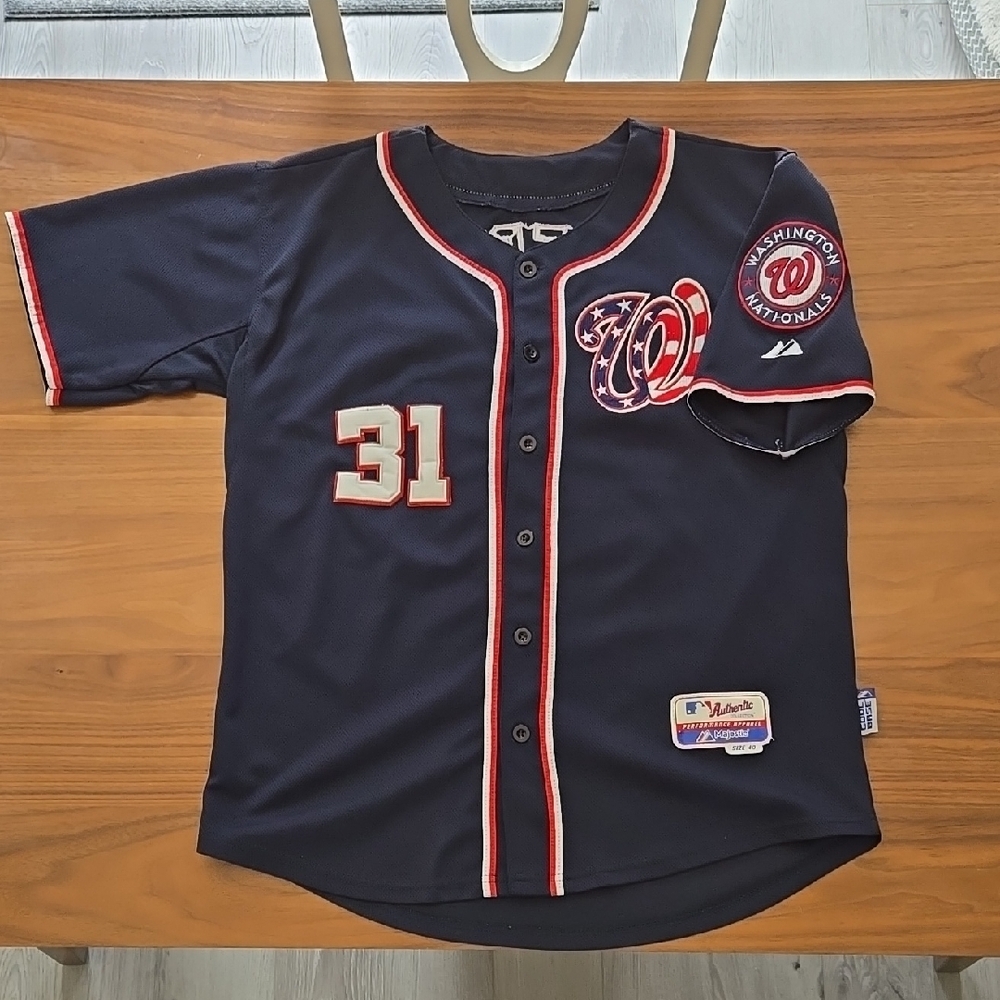 Majestic Blue and Red Baseball Jersey SCHERZER